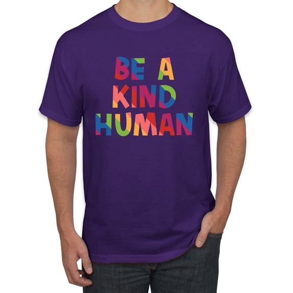 Wild Bobby, Be A Kind Human Positive Inspirational Slogan Inspirational/Christian Men Graphic Tee, Purple, 4X-Large