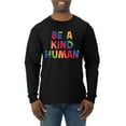thumbnail image 1 of Wild Bobby, Be A Kind Human Positive Inspirational Slogan Inspirational/Christian Men Long Sleeve Shirt, Black, Small, 1 of 6
