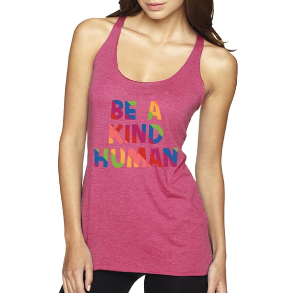 Wild Bobby Be A Kind Human Positive Inspirational Slogan Inspirational/Christian Women Tri-Blend Racerback Tank Top, Vintage Pink, X-Large