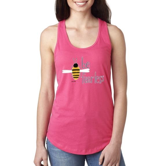 Be Fearless Buzzing Bee Pop Culture Ladies Racerback Tank Top, Hot Pink, Large