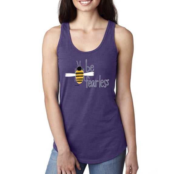 Wild Bobby, Be Fearless Buzzing Bee Pop Culture Ladies Racerback Tank Top, Purple Rush, Medium