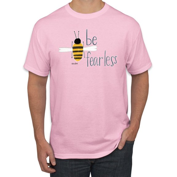 Wild Bobby, Be Fearless Buzzing Bee Pop Culture Men's Graphic T-Shirt, Light Pink, 4XL
