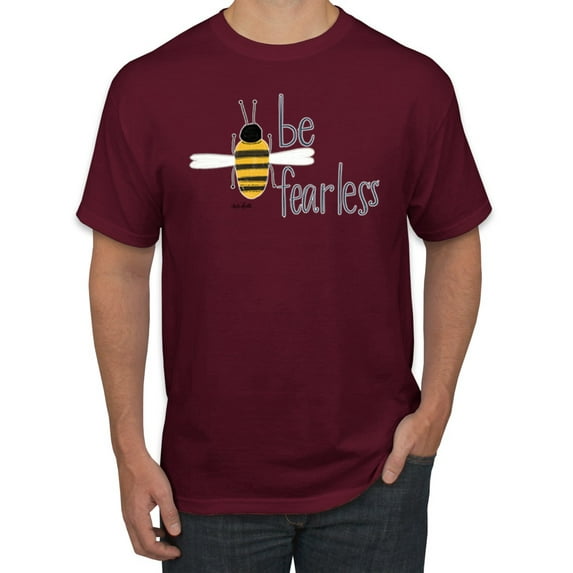 Wild Bobby, Be Fearless Buzzing Bee Pop Culture Men's Graphic T-Shirt, Maroon, 4XL