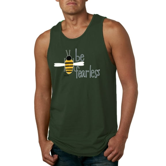 Wild Bobby, Be Fearless Buzzing Bee Pop Culture Mens Graphic Tank Top, Forest Green, Small