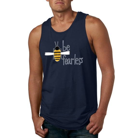 Wild Bobby, Be Fearless Buzzing Bee Pop Culture Mens Graphic Tank Top, Navy, 3XL