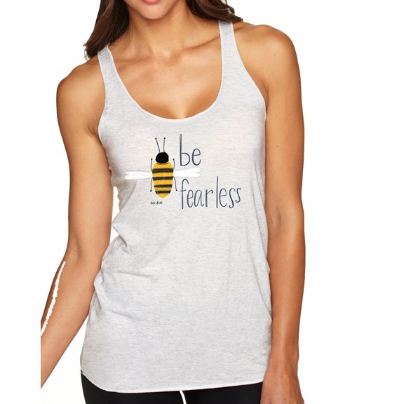 Wild Bobby, Be Fearless Buzzing Bee Pop Culture Tri-Blend Racerback Tank Top, Heather White, X-Large