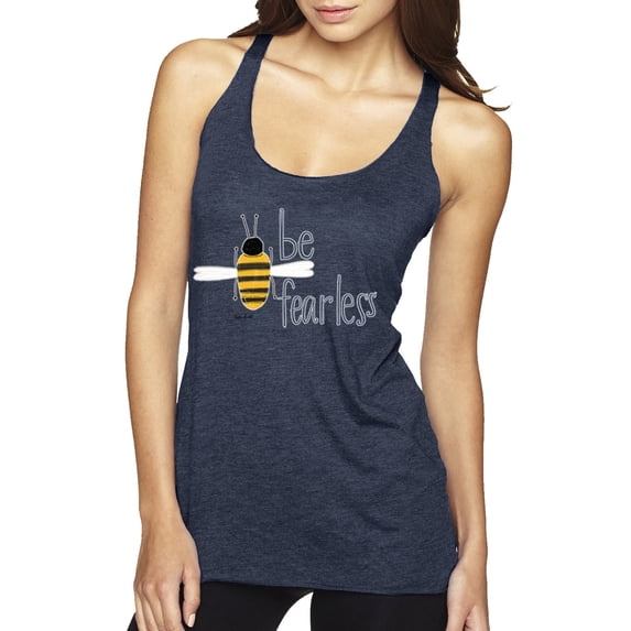 Wild Bobby, Be Fearless Buzzing Bee Pop Culture Tri-Blend Racerback Tank Top, Vintage Navy, Large