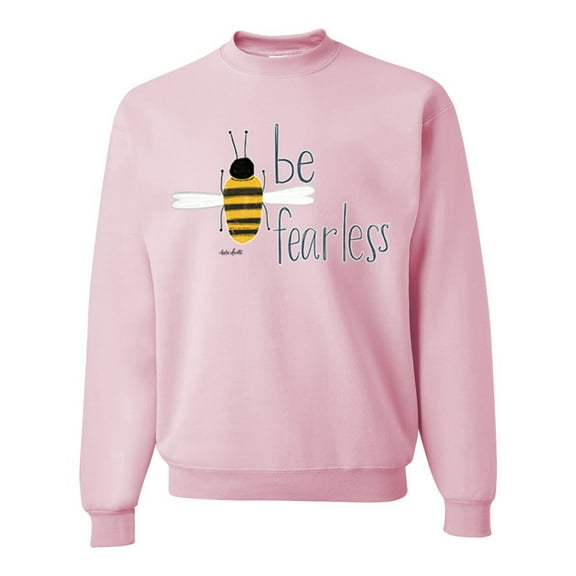 Wild Bobby, Be Fearless Buzzing Bee Pop Culture Unisex Crewneck Graphic Sweatshirt, Light Pink, X-Large