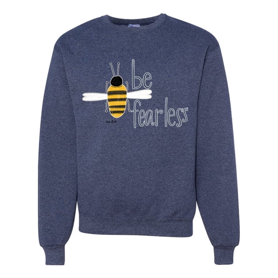 Wild Bobby, Be Fearless Buzzing Bee Pop Culture Unisex Crewneck Graphic Sweatshirt, Vintage Heather Navy, Small