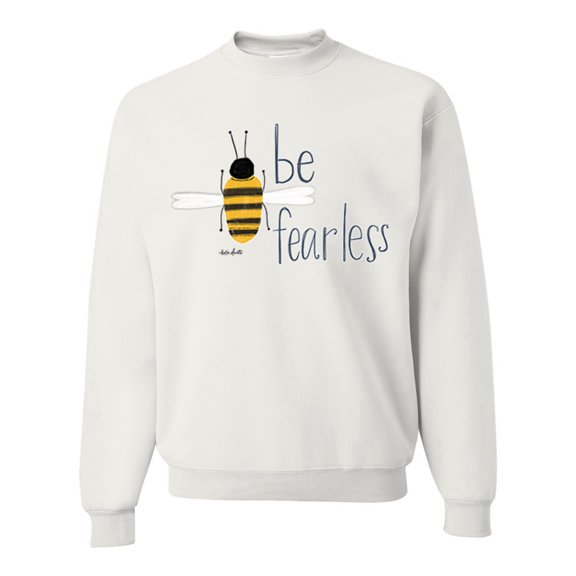 Wild Bobby, Be Fearless Buzzing Bee Pop Culture Unisex Crewneck Graphic Sweatshirt, White, Medium