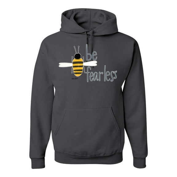 Wild Bobby, Be Fearless Buzzing Bee Pop Culture Unisex Graphic Hoodie Sweatshirt, Charcoal, Small