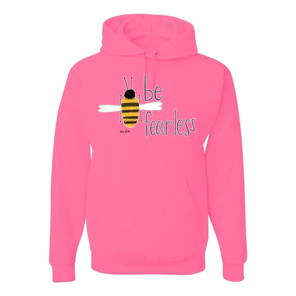 Wild Bobby, Be Fearless Buzzing Bee Pop Culture Unisex Graphic Hoodie Sweatshirt, Neon Pink, X-Large