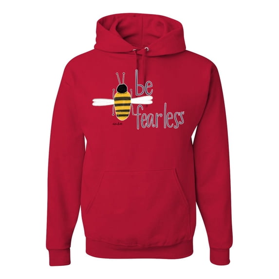 Wild Bobby, Be Fearless Buzzing Bee Pop Culture Unisex Graphic Hoodie Sweatshirt, Red, 3XL