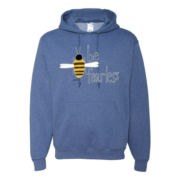 Wild Bobby, Be Fearless Buzzing Bee Pop Culture Unisex Graphic Hoodie Sweatshirt, Vintage Heather Blue, 2XL