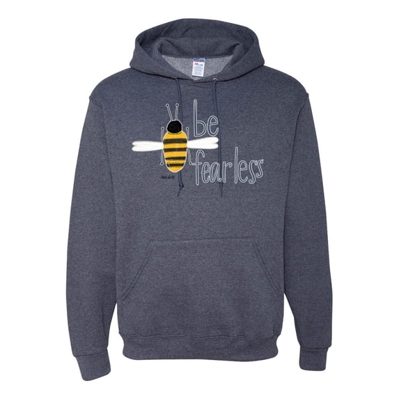 Wild Bobby, Be Fearless Buzzing Bee Pop Culture Unisex Graphic Hoodie Sweatshirt, Vintage Heather Navy, Small