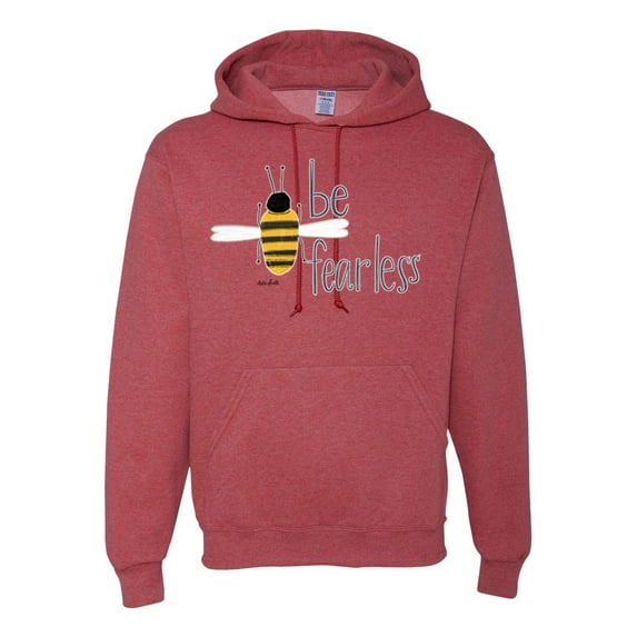Wild Bobby, Be Fearless Buzzing Bee Pop Culture Unisex Graphic Hoodie Sweatshirt, Vintage Heather Red, 2XL