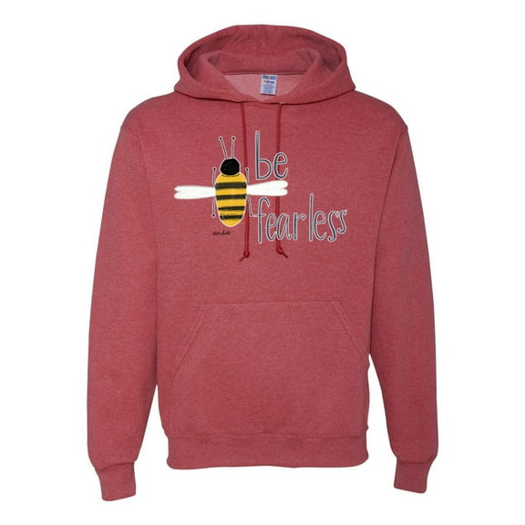 Wild Bobby, Be Fearless Buzzing Bee Pop Culture Unisex Graphic Hoodie Sweatshirt, Vintage Heather Red, X-Large