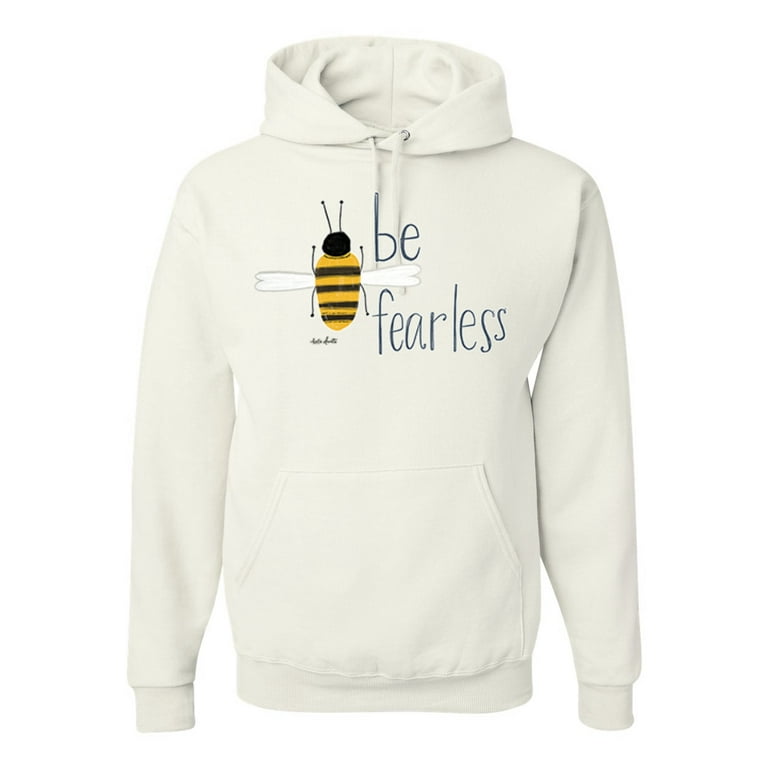 Wild Bobby, Be Fearless Buzzing Bee Pop Culture Unisex Graphic Hoodie  Sweatshirt, White, Small
