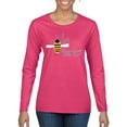 thumbnail image 1 of Wild Bobby, Be Fearless Buzzing Bee Pop Culture Womens Graphic Long Sleeve T-Shirt, Fuschia, Small, 1 of 3