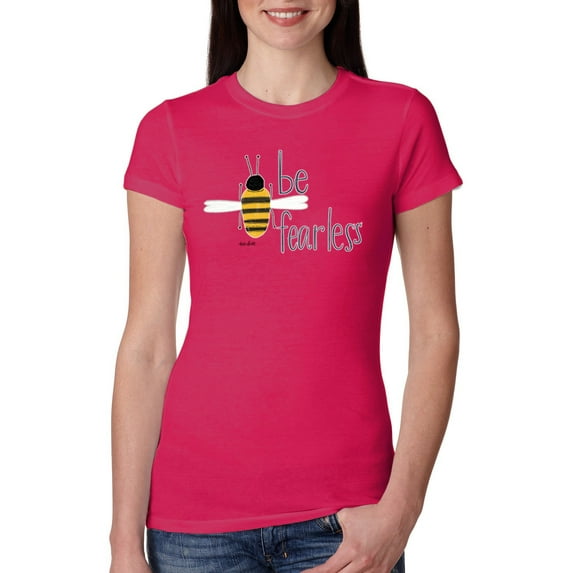 Be Fearless Buzzing Bee Pop Culture Womens Slim Fit Junior Tee, Raspberry, Small