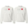 thumbnail image 1 of Wild Bobby, Be My Jim Pam Cute The Office His/Her Couples/ Best Friends Matching Couples Crewneck Sweater, White, Mens L-Womens M, 1 of 2
