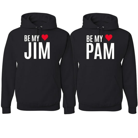 Wild Bobby, Be My Jim Pam Cute The Office His/Her Couples/ Best Friends Matching Couples Hoodie, Black, Mens S-Womens S