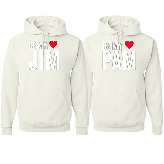 Wild Bobby, Be My Jim Pam Cute The Office His/Her Couples/ Best Friends Matching Couples Hoodie, White, Mens M-Womens L