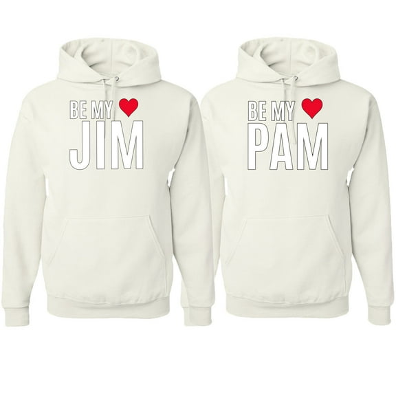 Wild Bobby, Be My Jim Pam Cute The Office His/Her Couples/ Best Friends Matching Couples Hoodie, White, Mens XL-Womens S