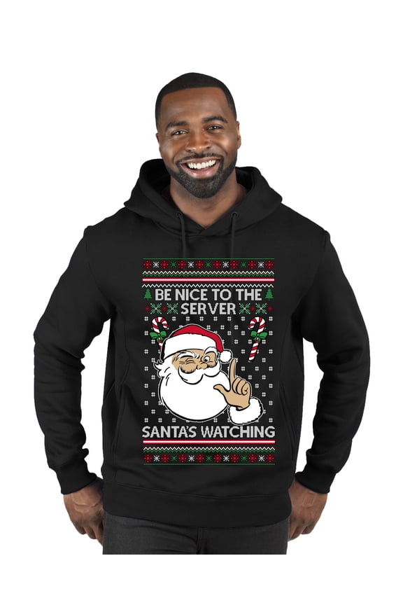 Be Nice To The Server Santa's Watching Sweater | Holiday Premium Graphic Hoodie Sweatshirt