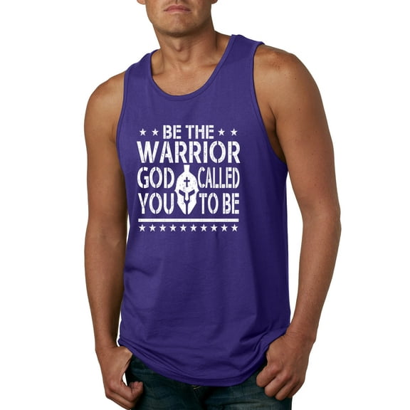Wild Bobby Be The Warrior God Called You To Be Inspirational/Christian Men Graphic Tank Top, Purple, Medium