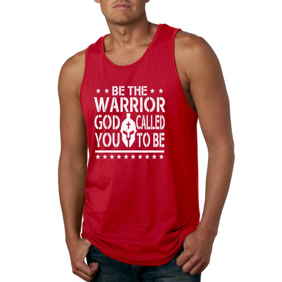 Wild Bobby Be The Warrior God Called You To Be Inspirational/Christian Men Graphic Tank Top, Red, Large