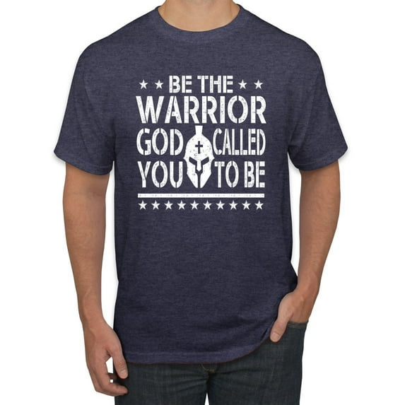Wild Bobby Be The Warrior God Called You To Be Inspirational/Christian Men Graphic Tee, Vintage Heather Navy, Medium