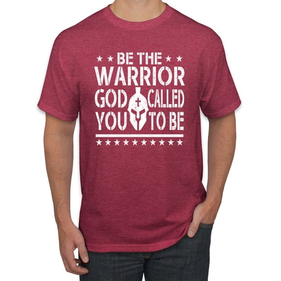 Wild Bobby Be The Warrior God Called You To Be Inspirational/Christian Men Graphic Tee, Vintage Heather Red, Large