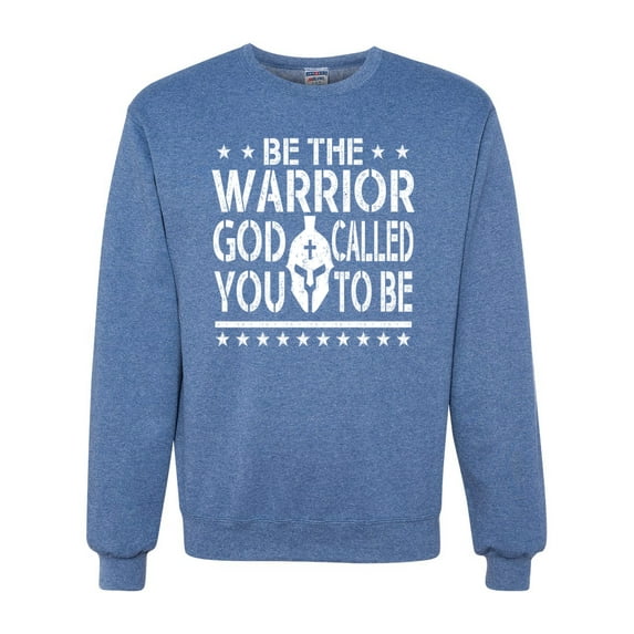 Wild Bobby Be The Warrior God Called You To Be Inspirational/Christian Unisex Crewneck Graphic Sweatshirt, Vintage Heather Blue, XX-Large