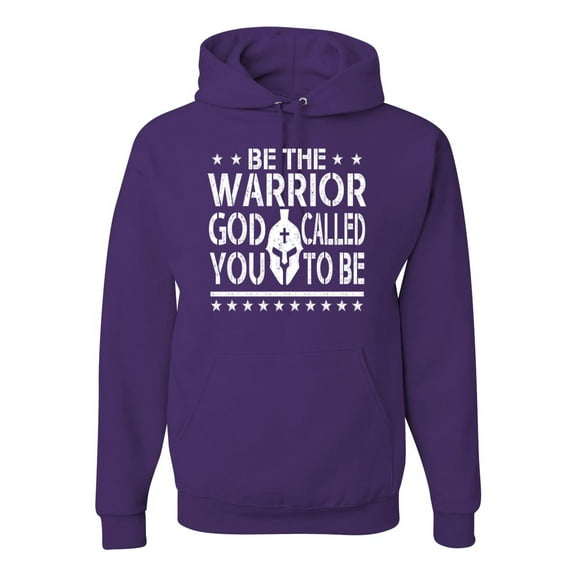 Wild Bobby Be The Warrior God Called You To Be Inspirational/Christian Unisex Graphic Hoodie Sweatshirt, Purple, X-Large