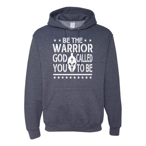 Wild Bobby Be The Warrior God Called You To Be Inspirational/Christian Unisex Graphic Hoodie Sweatshirt, Vintage Heather Navy, X-Large