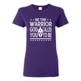 thumbnail image 1 of Wild Bobby Be The Warrior God Called You To Be Inspirational/Christian Women Graphic Tee, Purple, X-Large, 1 of 5