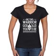 thumbnail image 1 of Wild Bobby Be The Warrior God Called You To Be Inspirational/Christian Women Standard V-Neck Tee, Black, Small, 1 of 5