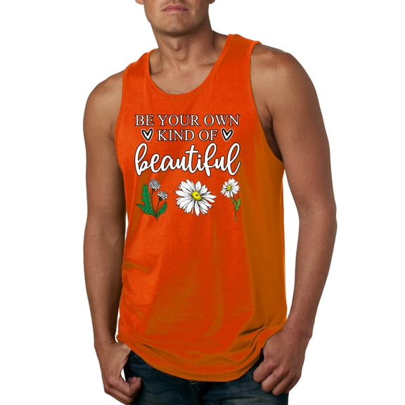 Wild Bobby, Be Your Own Kind of Beautiful Inspirational, Pop Culture, Men Graphic Tank Top, Orange, Medium