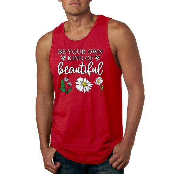 Wild Bobby, Be Your Own Kind of Beautiful Inspirational, Pop Culture, Men Graphic Tank Top, Red, Medium