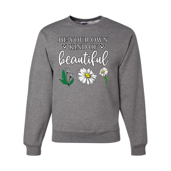 Wild Bobby, Be Your Own Kind of Beautiful Inspirational, Pop Culture, Unisex Crewneck Graphic Sweatshirt, Heather Grey, 3XL