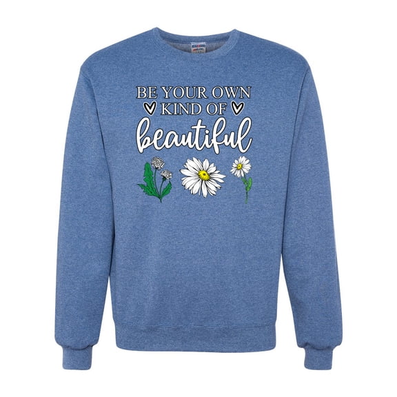 Wild Bobby, Be Your Own Kind of Beautiful Inspirational, Pop Culture, Unisex Crewneck Graphic Sweatshirt, Vintage Heather Blue, X-Large