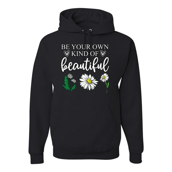 Wild Bobby, Be Your Own Kind of Beautiful Inspirational, Pop Culture, Unisex Graphic Hoodie Sweatshirt, Black, 2XL