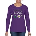 thumbnail image 1 of Wild Bobby, Be Your Own Kind of Beautiful Inspirational, Pop Culture, Women Graphic Long Sleeve Tee, Purple, 2XL, 1 of 3