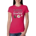thumbnail image 1 of Wild Bobby, Be Your Own Kind of Beautiful Inspirational, Pop Culture, Women Slim Fit Junior Tee, Raspberry, Large, 1 of 3