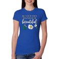 thumbnail image 1 of Wild Bobby, Be Your Own Kind of Beautiful Inspirational, Pop Culture, Women Slim Fit Junior Tee, Royal, Small, 1 of 3