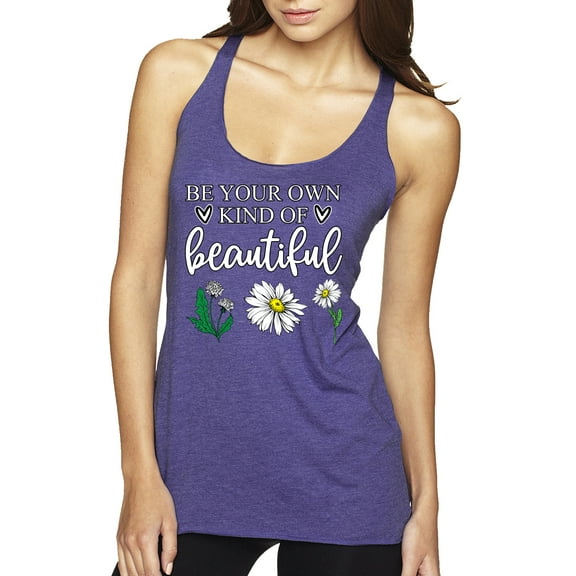 Wild Bobby, Be Your Own Kind of Beautiful Inspirational, Pop Culture, Women Tri-Blend Racerback Tank Top, Purple Rush, Medium