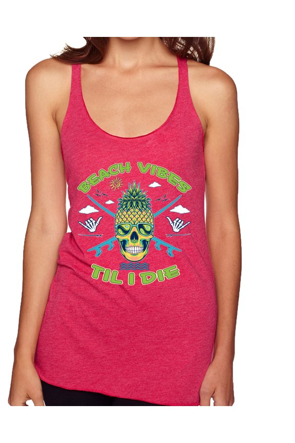 Beach Vibes Till Die Women Tri-Blend Racerback Tank Top