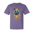 thumbnail image 1 of Wild Bobby, Bear Painting Splatter, Animal Lover, Garment-Dyed Washed Look Short Sleeve T-Shirt, Purple, Medium, 1 of 3