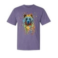 thumbnail image 1 of Wild Bobby, Bear Painting Splatter, Animal Lover, Garment-Dyed Washed Look Short Sleeve T-Shirt, Purple, Small, 1 of 3